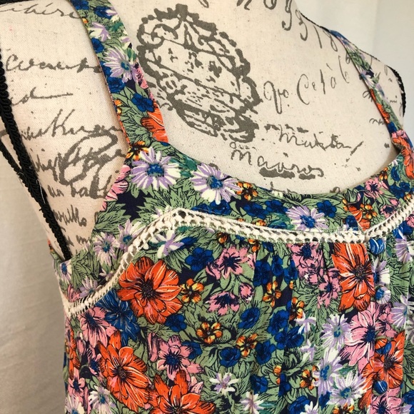 Wild Fable Womens Dress Floral XS Green/Orange - Picture 5 of 12